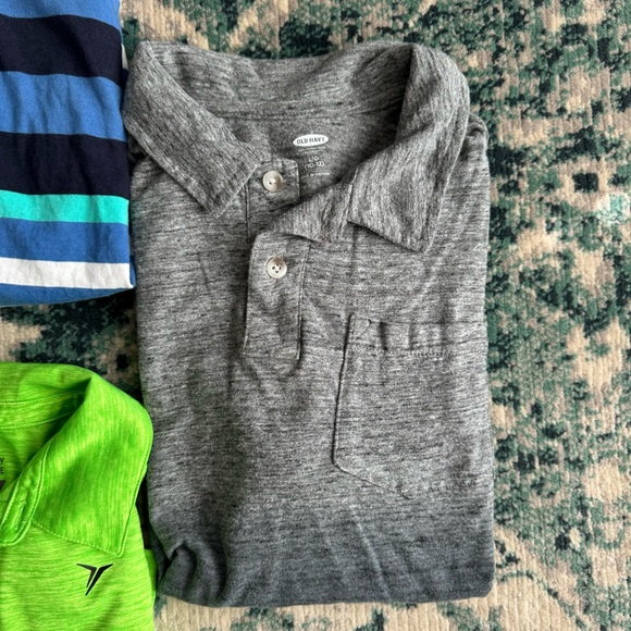 Set of 4 Boys Polo Shirts Blue/Gray/Green Size Large - Picture 6 of 8